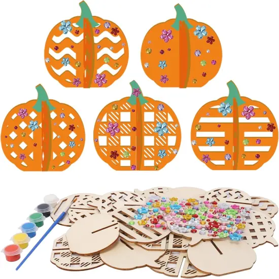 10 Pack Wooden Pumpkin Crafts for Kids {1}