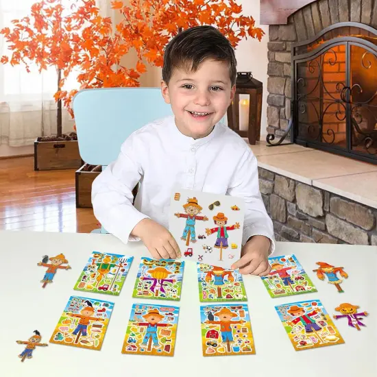 24Pcs Scarecrow Make a Face Stickers - Fall Party Games {4}