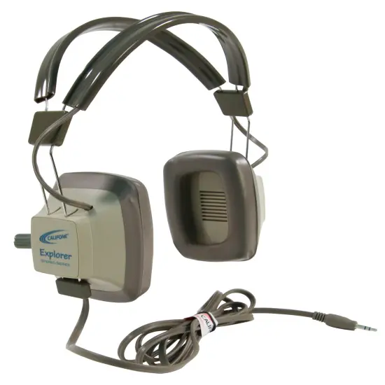 Califone EH-3SV Explorer Binaural Headphones, 3.5mm Plug, Light Grey/Beige {3}