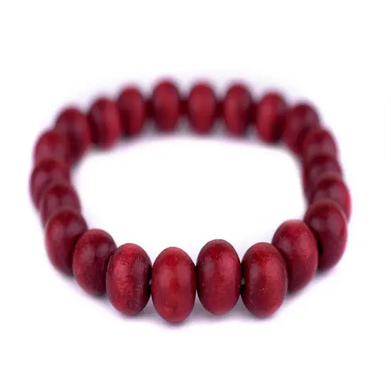 The Bead Chest Wood Stretch Bracelet, Cherry Red - Stackable Beaded Jewelry, Unisex for Men & Women {1}