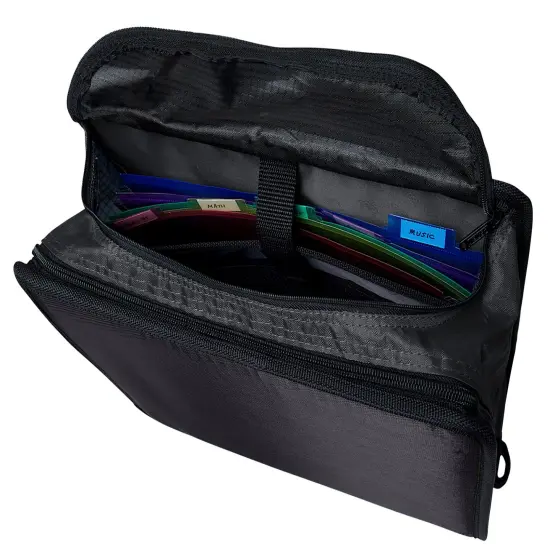 Case·it Zipper Binder with 5 Tab Files, D-Ring, 4 Inches, Midnight Blue {4}