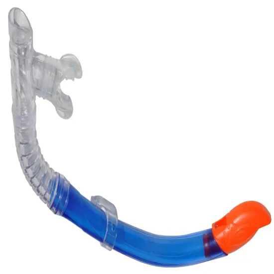 Swimline Dry Top Silicone Snorkel with Purge Valve &ndash; 17" - Blue & Orange {3}