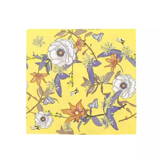 20 Yellow 13x13 in Cocktail Paper NAPKINS Floral Design Party Events Decorations {1}