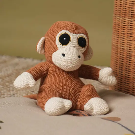 100% Handmade Cotton knitted Soft Monkey Plush Toy/Soft Toys apricot tan {1}
