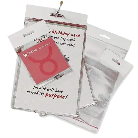 Heavy Duty Lip & Tape Cello Bags with Header 5" x 7" 1.2 mil {3}