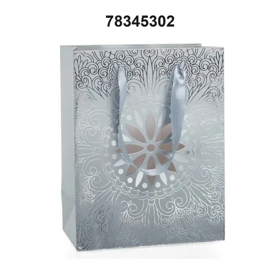 11 3/4'' x 4 3/4'' x 15 3/4'' Medallion Euro Totes for Memorable Gifts Silver {3}