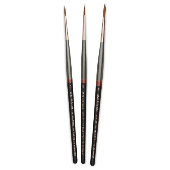 Da Vinci Maestro Kolinsky Miniature Brushes - Extra Long, Round Pointed, Short Handle, Set of 3 {1}