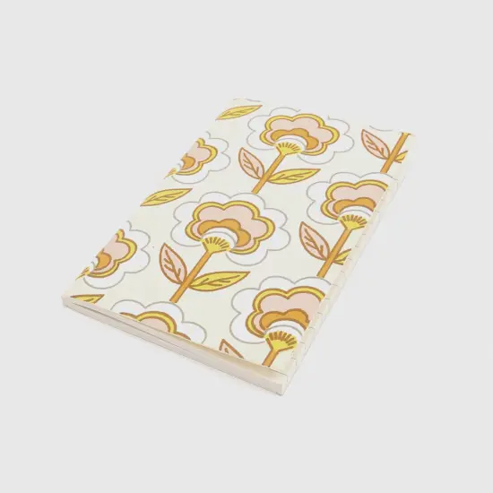 Soft Cover Off white/Orange Handmade Paper Notebook - Pack of 5, 6 X 4 Inch {2}