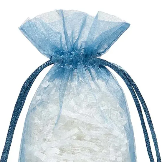 Flat Bottom Organza Bags 3 1/2 '' X 1 '' X 5 1/2 '' for Elegant Favors Smoke Blue {5}