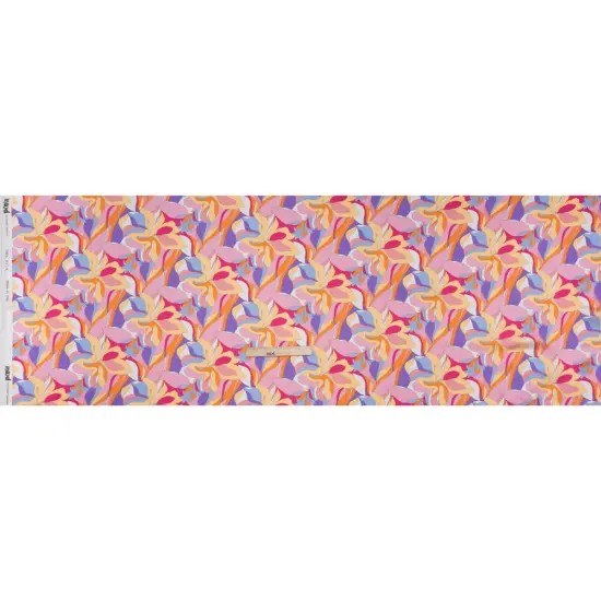 1 Yard Silk Charmeuse Retro Floral Italian Made Pink, Purple & Pastel Yellow 53 Inches Width {3}