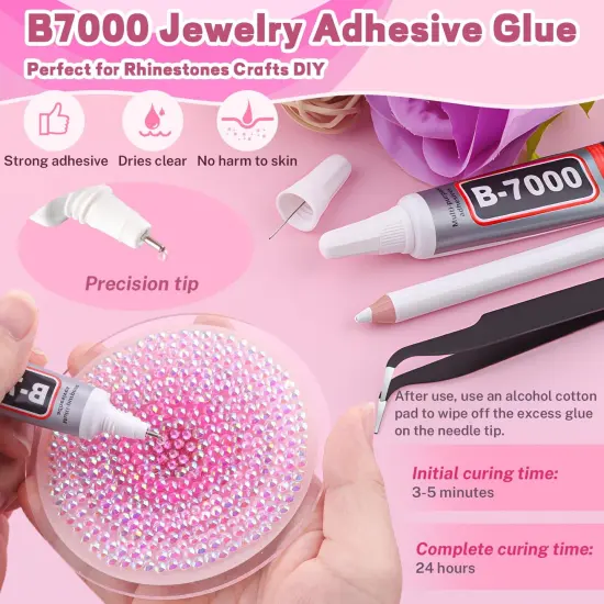 20000Pcs Pink Flatback Resin Rhinestones with 3PCS B7000 Glue {3}