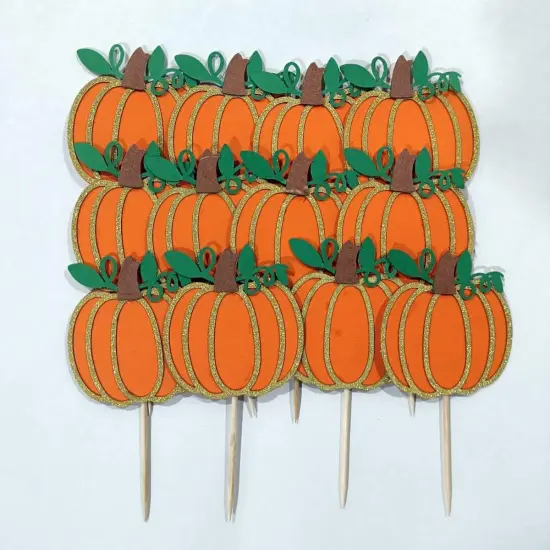 Pumpkin Cupcake Toppers Halloween Party Supplies {4}