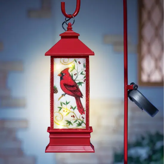 Collections Etc Solar Powered Cardinal Christmas Lantern with Shepherds Hook {4}