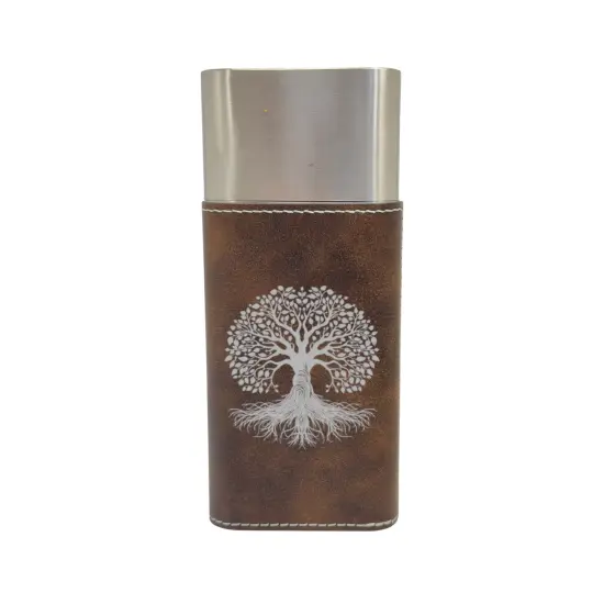 Cigar Case with Cutter - Celtic Tree of LIfe - Leather Rustic/Silver {1}