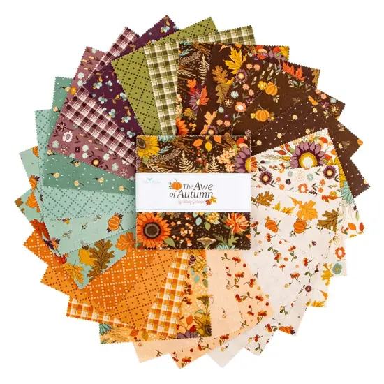 The Awe of Autumn 5" Square Pack (Charm Pack / 5" Stacker) by Sandy Gervais for Riley Blake (5-16190-42) {3}