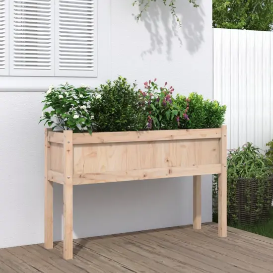 vidaXL Garden Planter with Legs 43.3"x12.2"x27.6" Solid Wood Pine {1}