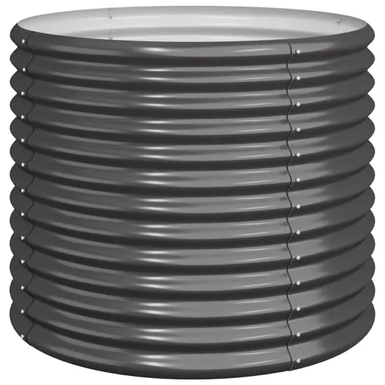 vidaXL Garden Planter Powder-coated Steel 31.5"x31.5"x26.8" Anthracite {2}