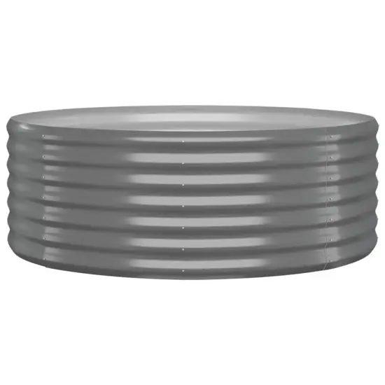 vidaXL Patio Raised Bed Powder-coated Steel 39.4"x39.4"x14.2" Gray {2}