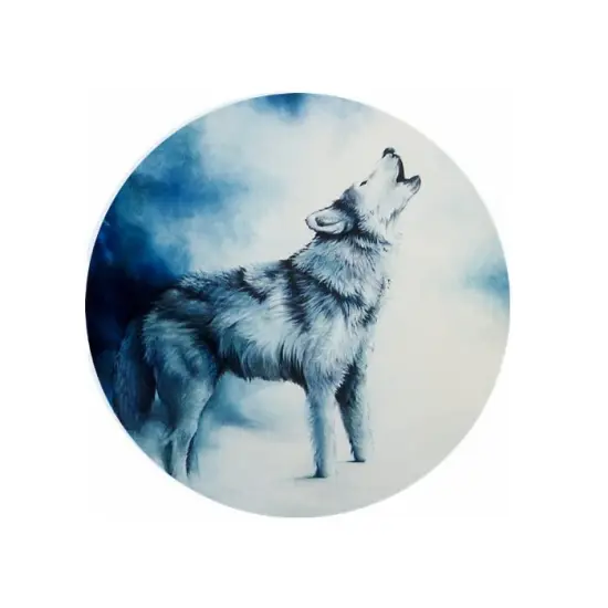 Wolf Midnight Cry Ceramic Car Coaster Set 2.56" (2 Pack) {1}