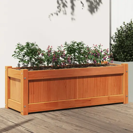 vidaXL Garden Planter Wax Brown 35.4"x12.2"x12.2" Solid Wood Pine {1}