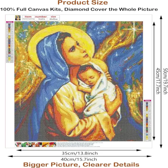 5D DIY Diamond Painting Kits for Adults, Large Size Full Drill Diamond Arts Rhinestone Pasted, DIY Painting Diamonod Dot Arts Crafts for Home Wall Decor Gift, 15.7"x19.7" (Virgin Mary) {4}