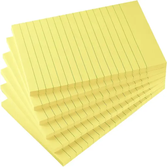 6 Pads Lined Sticky Notes with Lines Self-Stick Notes Bright Color Sticky Notes, 45 Sheets/Pad (Yellow) {1}