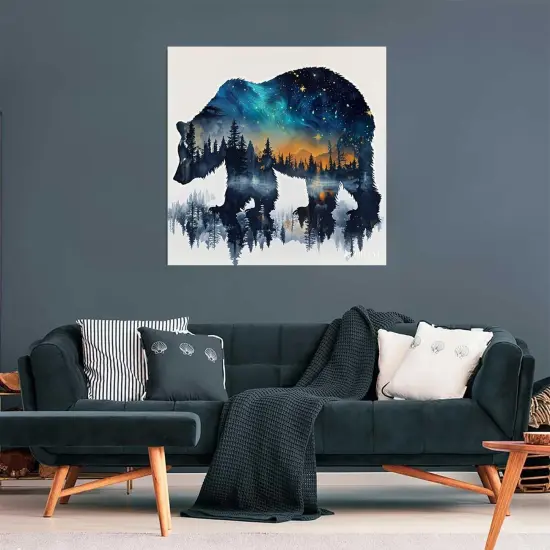 5D Diamond Painting Kit for Adults, Animal Bear Forest Scene, DIY Full Drill Diamond Art, 12x12 Inch {3}