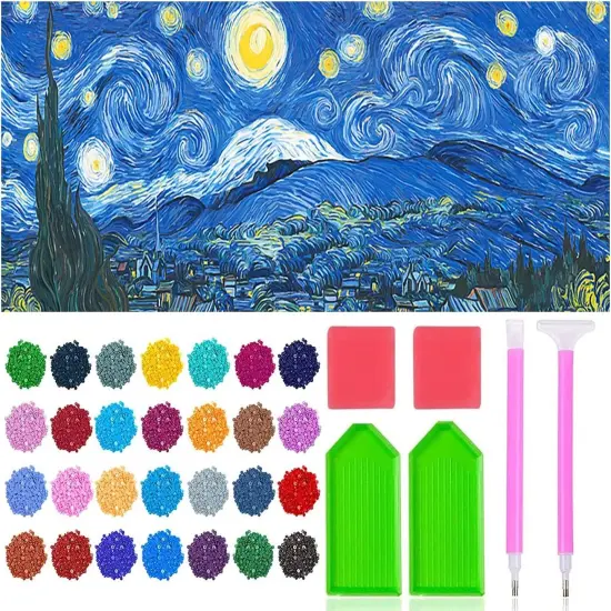 DIY 5D Full Round Diamond Painting Kits for Adults, Diamond Painting Kits Round Full Drill Diamond Art Kit Picture Craft for Home Wall Art Decor, 15.8"x33.5" (Starry Night) {1}
