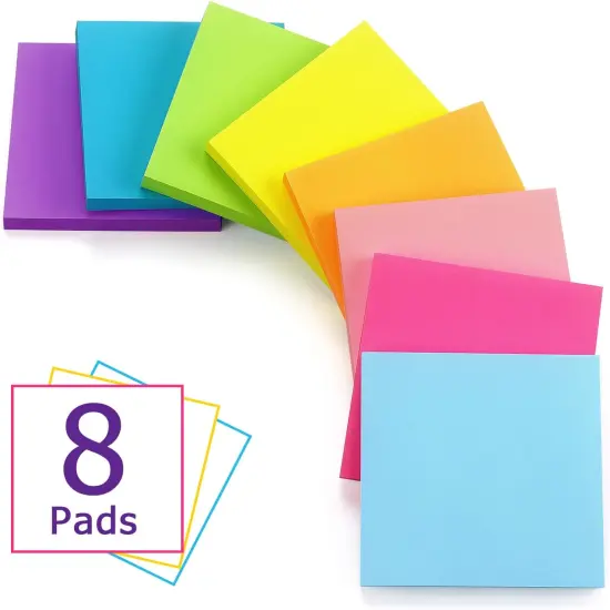 Pop Up Sticky Notes, 8 Bright Multi Colors,Accordion Self-Stick Notes, Purple Sticky Notes 8 Pads 80 Sheet/Pad {2}