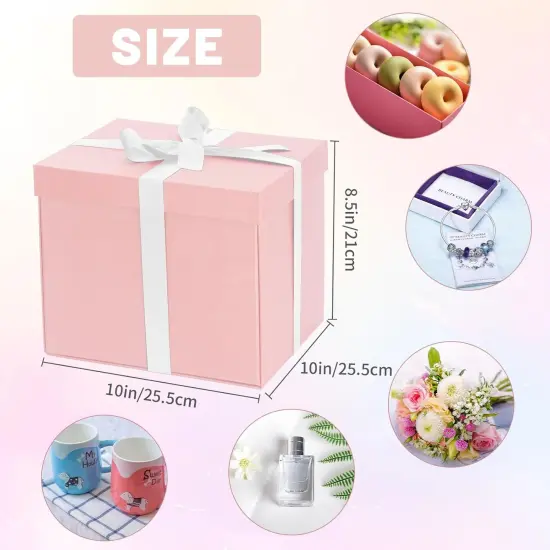 10" Gift Boxes,Pink Gift Box with Lid and Shredded Paper Fill,Present Box,Birthday gift box,Perfect For Packaging Christmas Valentine's Day Family or Business. {4}