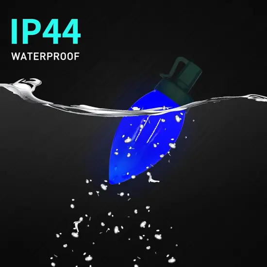 C9 Christmas Lights Outdoor 50 LED Blue Strawberry Waterproof String Lights Xmas Tree Indoor Decoration Plug in 34.5 Feet Used for Home Festive Courtyard Patio Garden(Blue) {4}