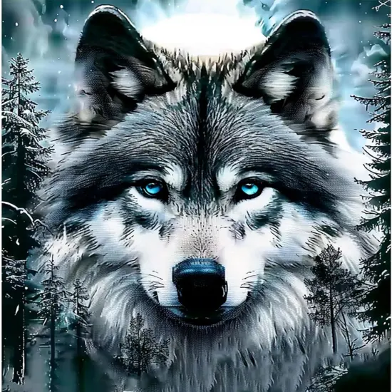 5D Wolf Diamond Painting Kits for Adults, Forest Diamond Art Kit,Full Round Paint by Diamonds Animal Beads Dot Painting, Nature Landscape Gem Art Painting for Wall Decor 12x16 Inches {1}