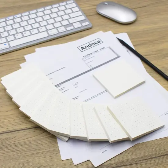 (12 Pad) Dotted Sticky Notes, Dot Grid Self-Stick Notes, Easy to Post for School, Office, Notebook, White Color Pads/Pack {4}