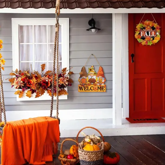 2 Pcs Fall Welcome Door Sign Fall (Pumpkin) {5}