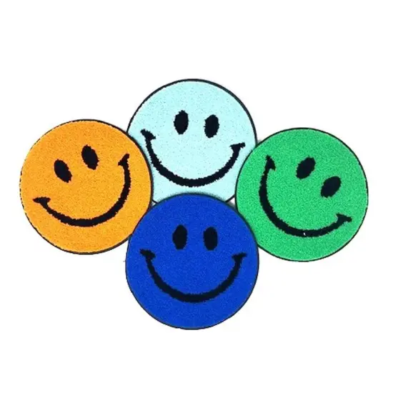 Happy Face Patch 8" Wide Single Color Sew On Emblem {2}