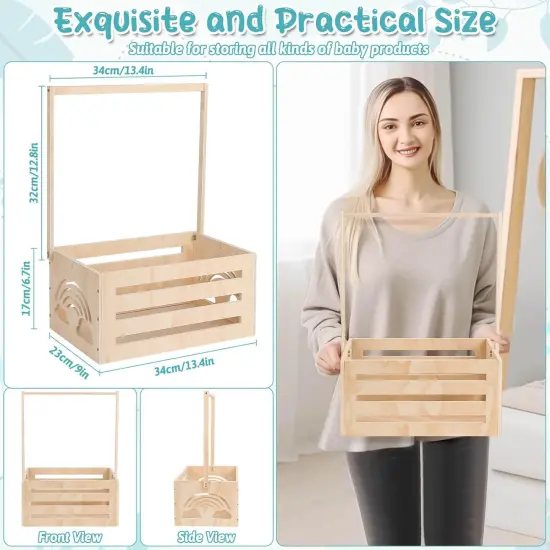 Wooden Baby Shower Crate Closet, Baby Shower Basket with Name Plate (Small Size) {4}