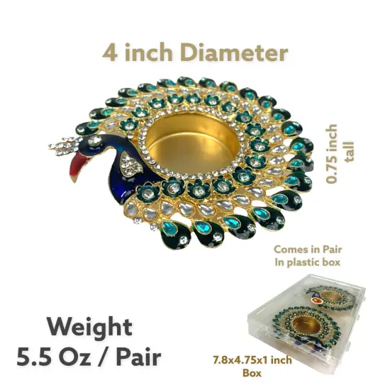 Peacock Tealight Candle Holder Festival of Light Decorative T-light Holder for Diwali Christmas Hanukkah Thanksgiving Gift Moti Candle Holder for Centerpiece Dining Table Home Decor {7}