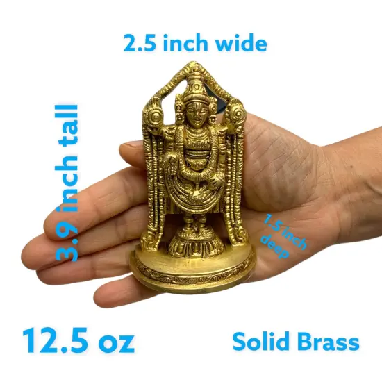Small Brass Balaji and Venkateswara Idol Statue Gold Finished Tirupati Balaji Statues Incarnation of Lord Vishnu Sculpture Pooja Gift Living Room Mandir Decorative Showpiece {4}