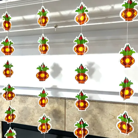 Makar Sankranti 4PC Paper Frill Kalash - Decorative Paper Kalash Frills Wall Hanging for Sankranthi Lohri Pongal Indian Harvest Festival Backdrop Kalash Decor Strings - Indian Wedding Favor {5}