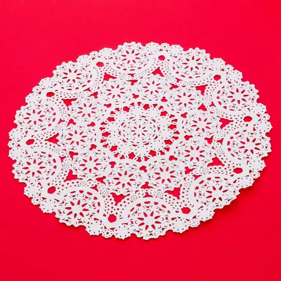 300 Pack Round Paper Doilies, 10 inches Round Medallions Lace Placemats for Crafts & Wedding White {7}