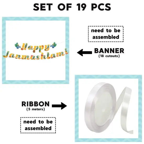 Happy Janmashtami Banners Indian Festival Bal Gopal Bunting Diy Decorations Hanging Banner for Indoor Outdoor Decoration Krishna Janmashtami Celebration Supplies Home Decor Ideas (19 Pcs) {4}