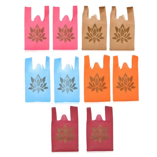 Lotus Print Return Non Woven Gifts Party Favor Bags Ecofriendly Reusable for Indian Wedding Housewarming Puja {6}