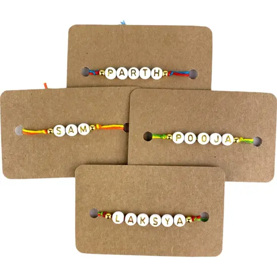 Personalized Name Rakhi for Brother Raksha Bandhan Designer Handmade Rakhi Thread for Bhaiya Custom Name Rakhi - Rakhi Gift Hamper Ferrero-rocher/ghirar-delli/kit-kat {1}