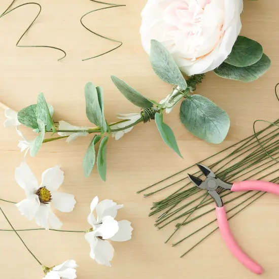 200 Pieces 19 Gauge Dark Green Floral Stem Wire for DIY Crafts, 16 In Paper Wrapped Wire for Artificial Flower Arrangements {2}