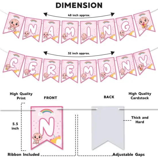 Baby Naming Ceremony Banner Baby Shower Decoration - Sign for Backdrop Decor Party Supplies & Decorations Favors Naming Ceremony for Girls Boys {3}