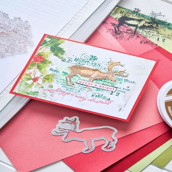 Sizzix Clear Stamp With Framlits Die By 49 And Market-Reindeer Mix Cluster {3}