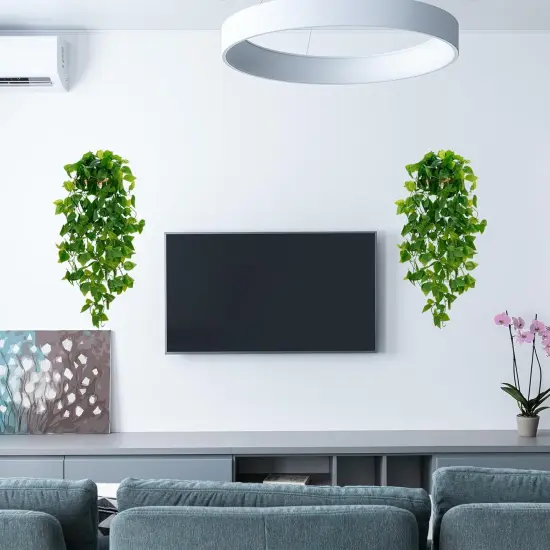 Fake Hanging Plants, 2pcs Artificial Hanging Plant, Faux Pothos Vines Hanging Plant Greenery for Wall Home Living Room Indoor Outdoor Decor (No Baskets) {5}