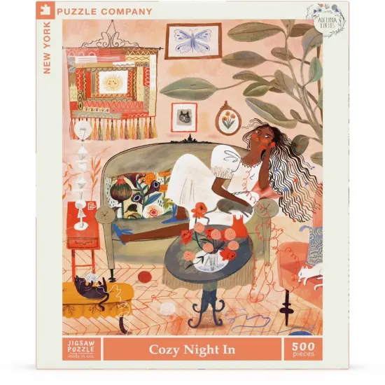 New York Puzzle Company Cozy Night In 500 Piece Piece Jigsaw Puzzle {1}