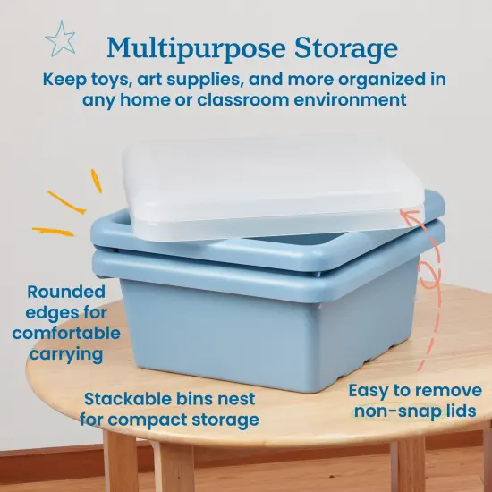 Square Bin with Lid, Storage Containers, 2-Pack Powder Blue {4}