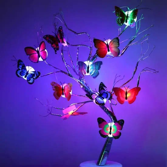 Honoson 24 Pieces 3D LED Butterfly Decoration Night Light Sticker Single and Double Wall Light for Garden Backyard Lawn Party Festive Party Nursery Bedroom Living Room {4}